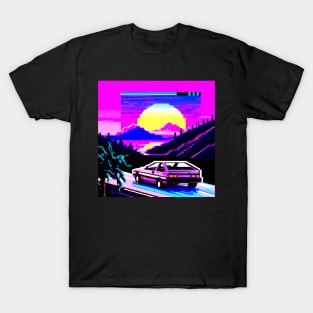 Glitched car driving tro T-Shirt